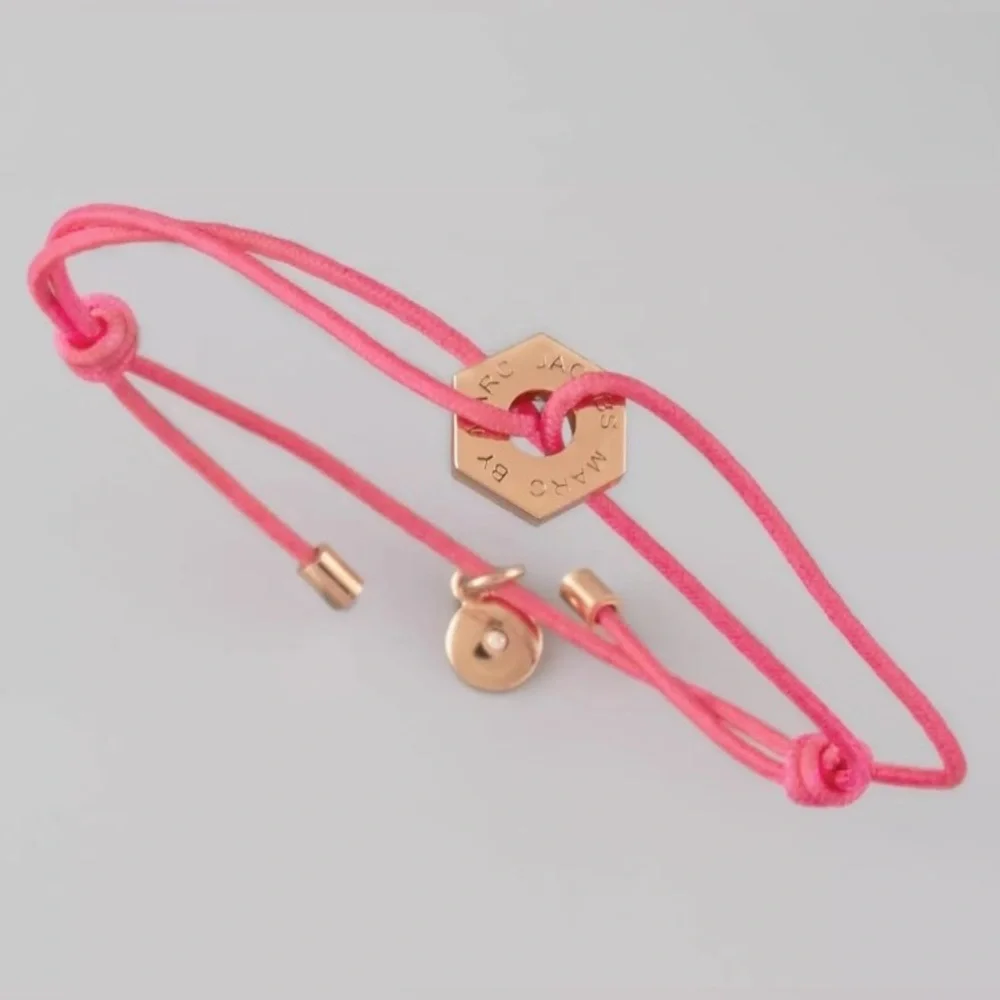 Marc by Marc Jacobs Knockout Pink Adjustable Cord Bracelet with Rose Gold Accent